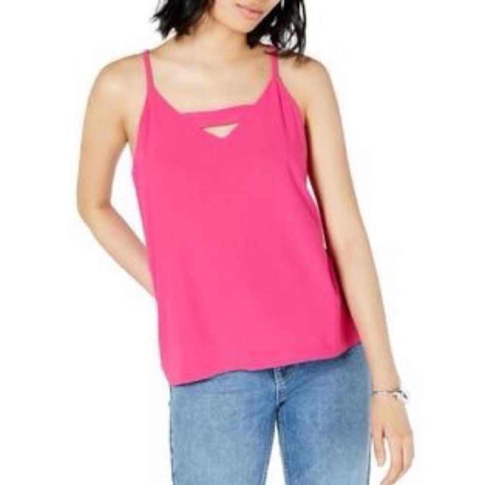 Bar III Zip-Back Halter Cutout Tank Top (XXL, Pink Bon Bon) NWT